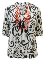 IVORY Contrast Embroidered Tassel Tie Top Size 16 -26 - Image 2