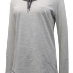 GREY Pure Cotton Contrast Trim Drawcord Top Size 10 - 32